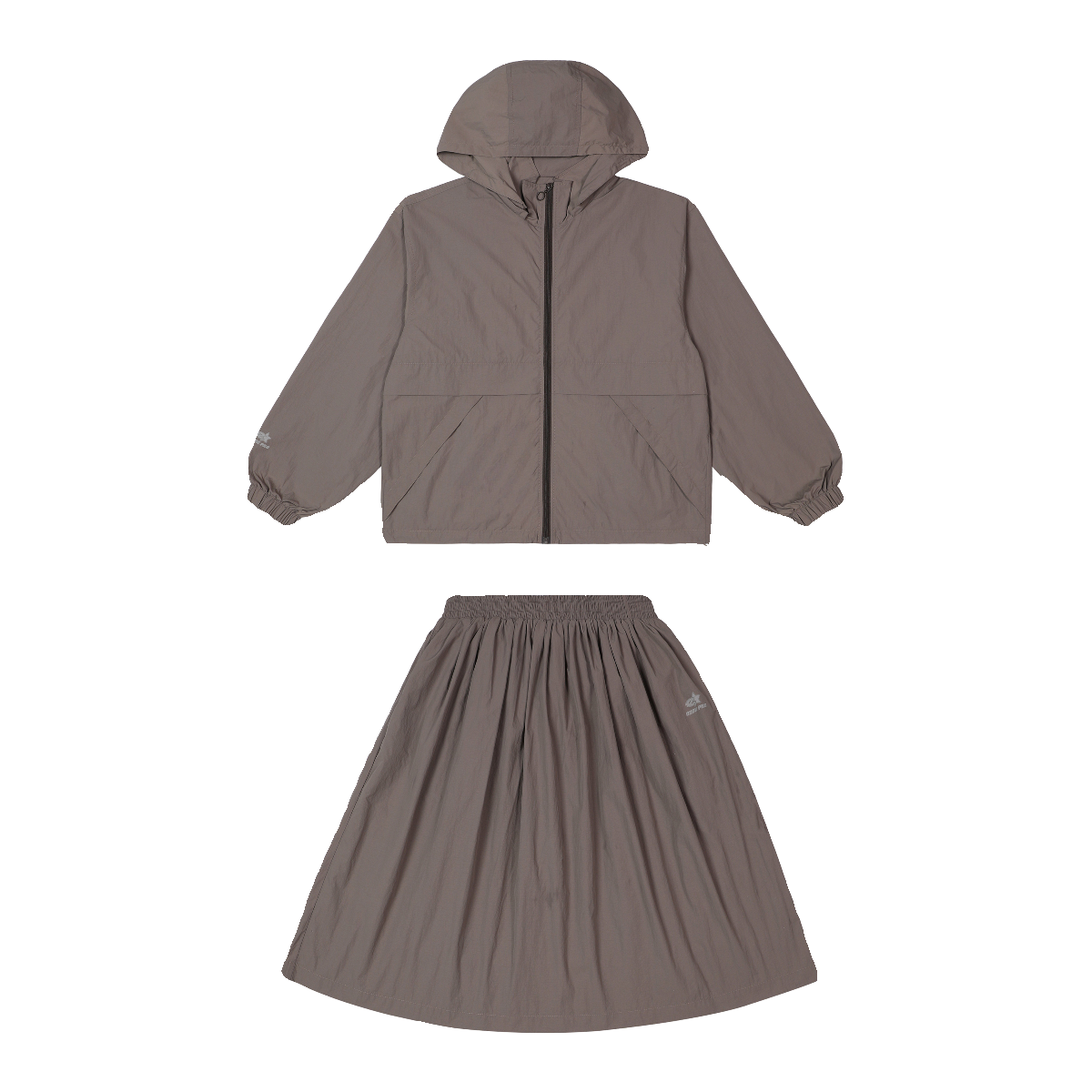 Oversize Hooded Jacket &amp; Wide Pleats Skirt Setup NA2500