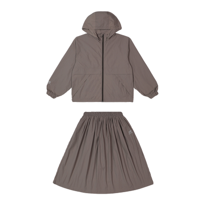 Oversize Hooded Jacket & Wide Pleats Skirt Setup NA2500