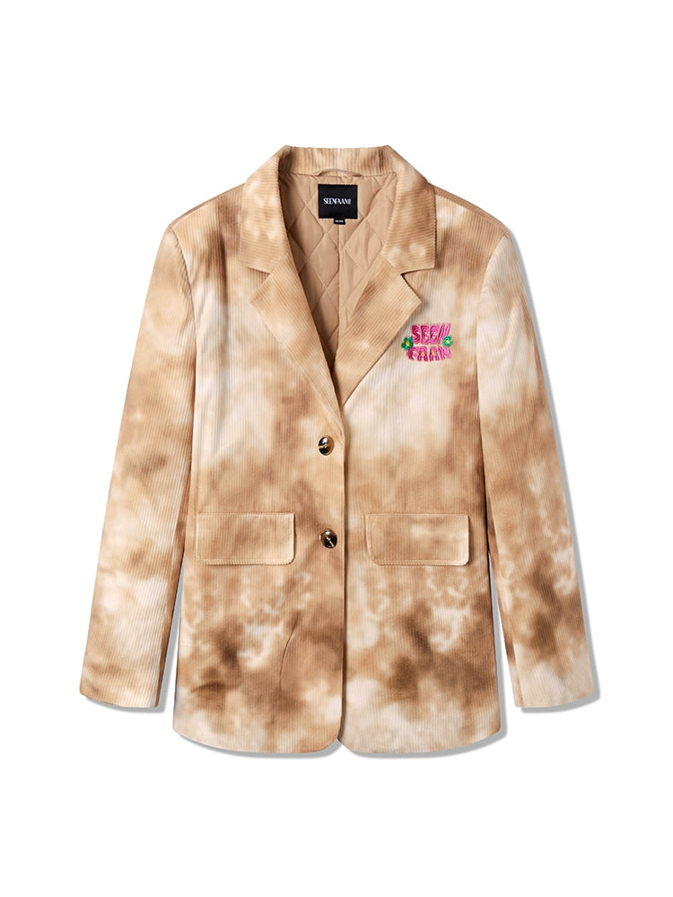 Tie-Dye Corduroy Fake Layered Tailored Jacket NA6731