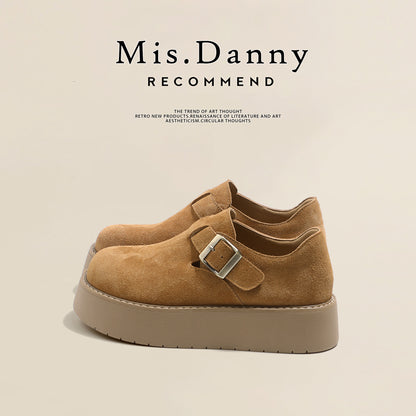 Metal Buckle Platform Thick Sole Slip-On Shoes NA8741