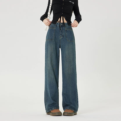 High Waist Wide-Leg Straight Denim Jeans NA3272