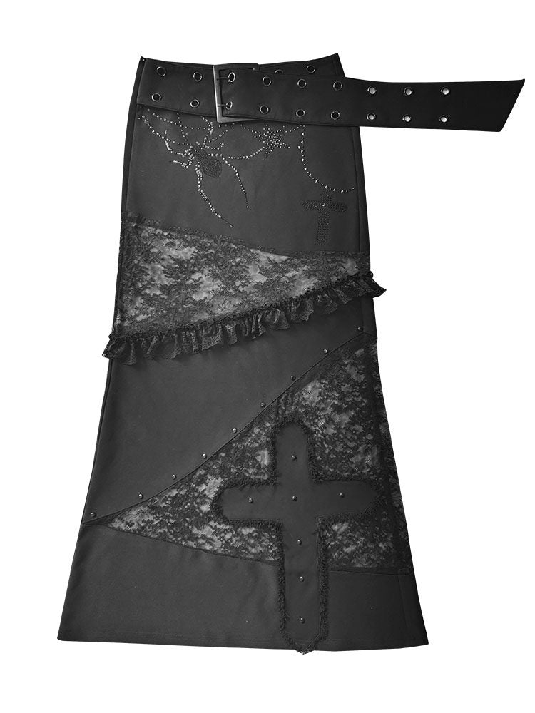 Lace Patchwork Low Waist Skirt NA8530