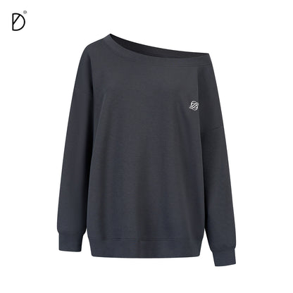 Off-Shoulder Oversize Sweatshirt & Adjustable Hem Sweatpants Setup NA8933