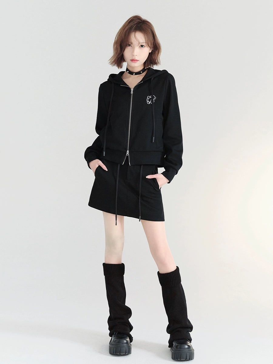 Casual Sports Short Hoodie &amp; Pants &amp; Short Skirt Setup NA2706