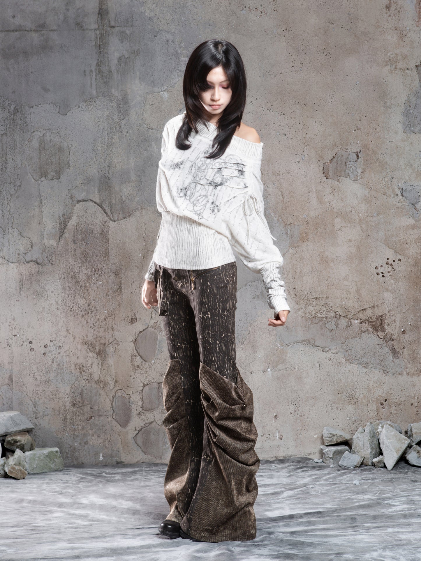 Floral Off-Shoulder Knit Sweater NA8360