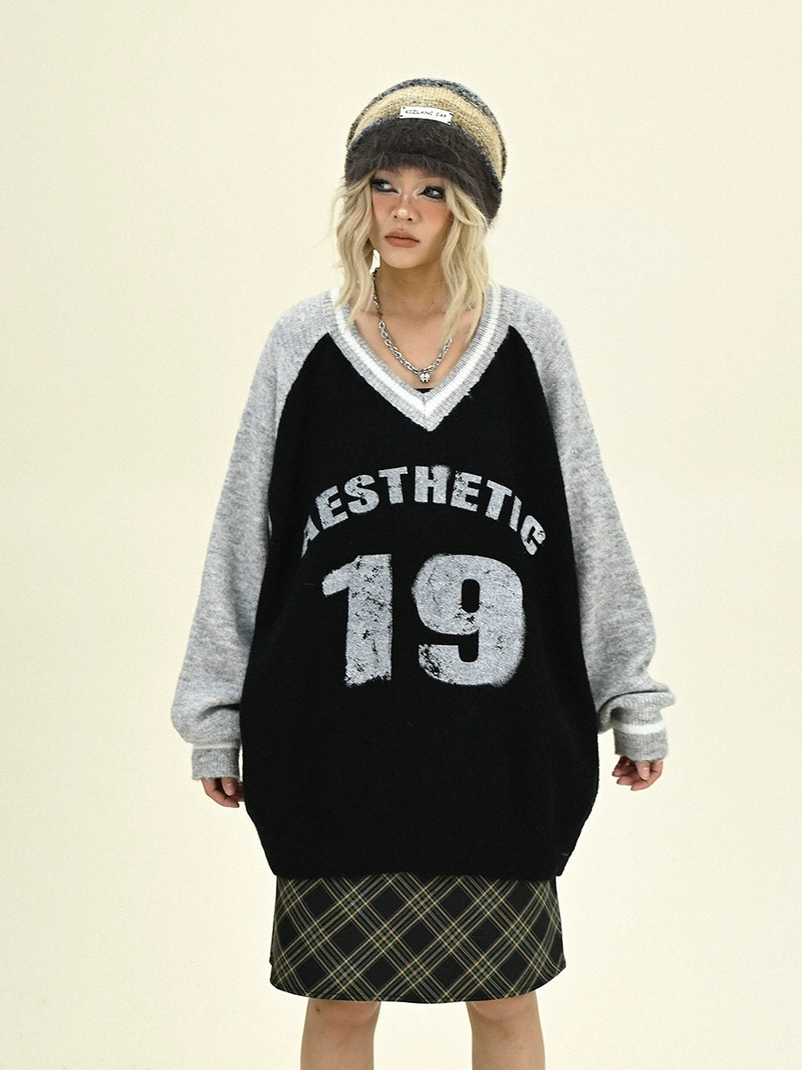 Oversize V-neck Knit Sweater NA6269