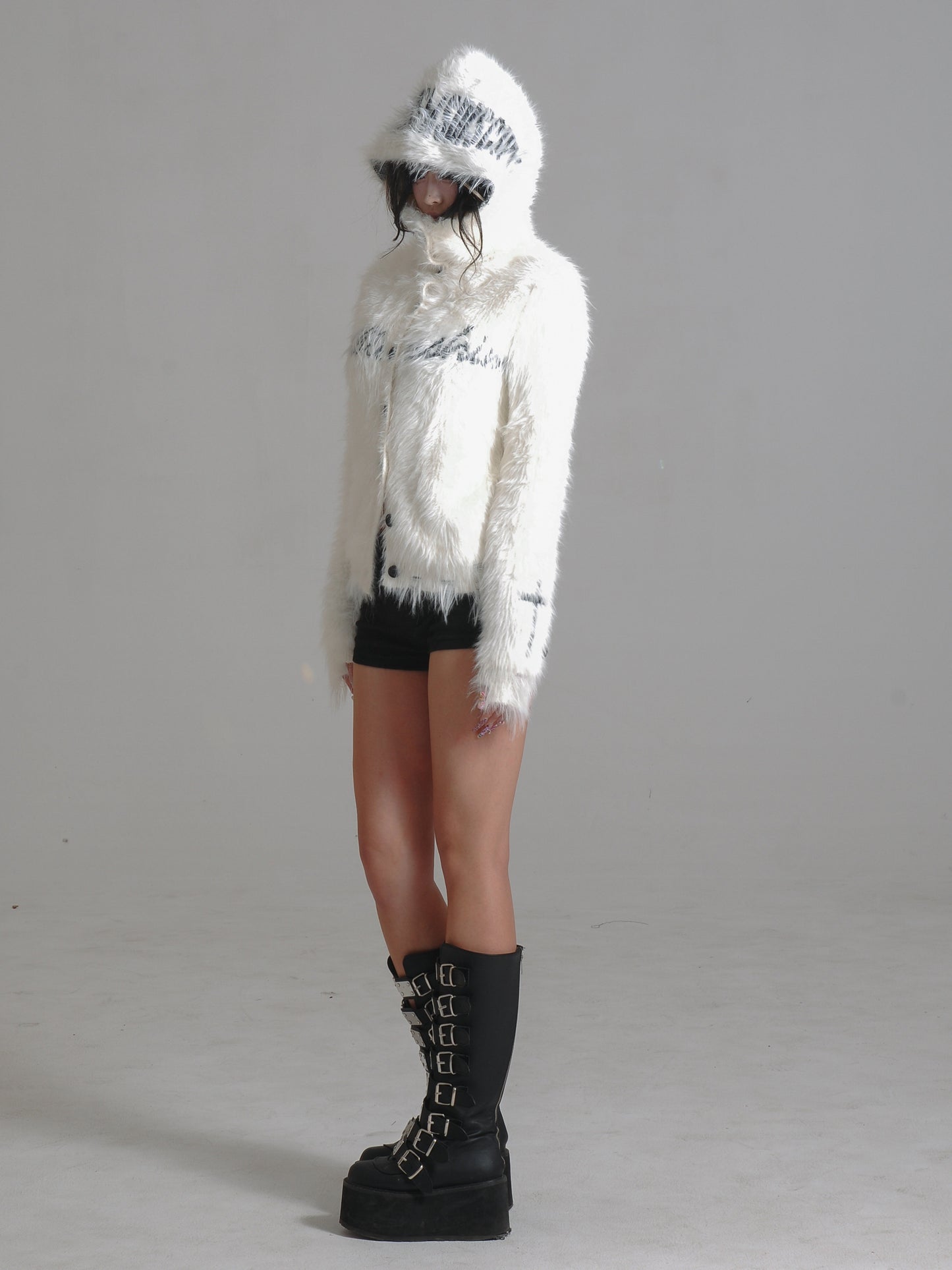 Thick Fake Mink Fur Hooded Short Jacket NA8371