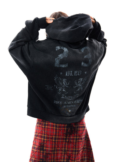 Paint Splash Graphic Print Oversize Zipper Hoodie NA9436