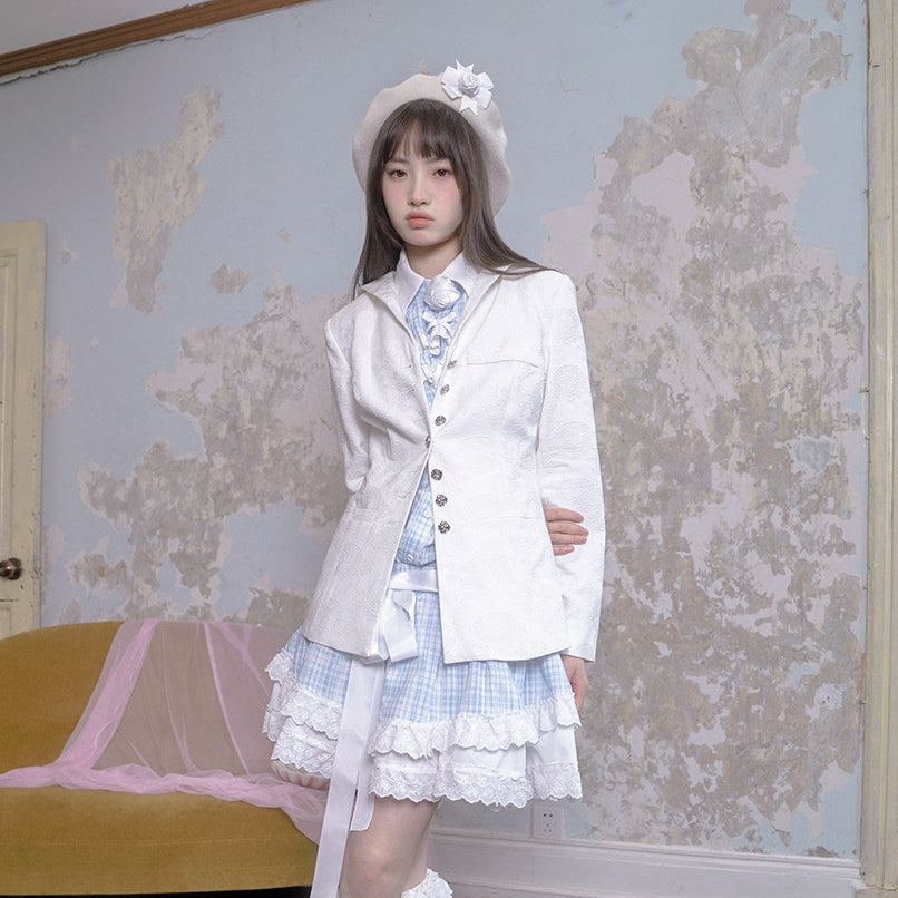 Rose Jacquard Sailor Collar Jacket NA8321