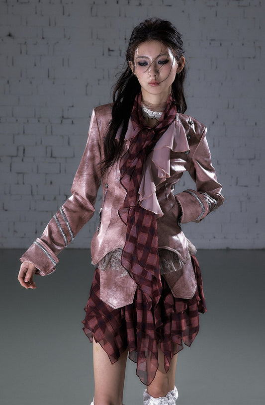 Ruffle Tie-Neck Slim Fit Long Sleeve Shirt NA9002