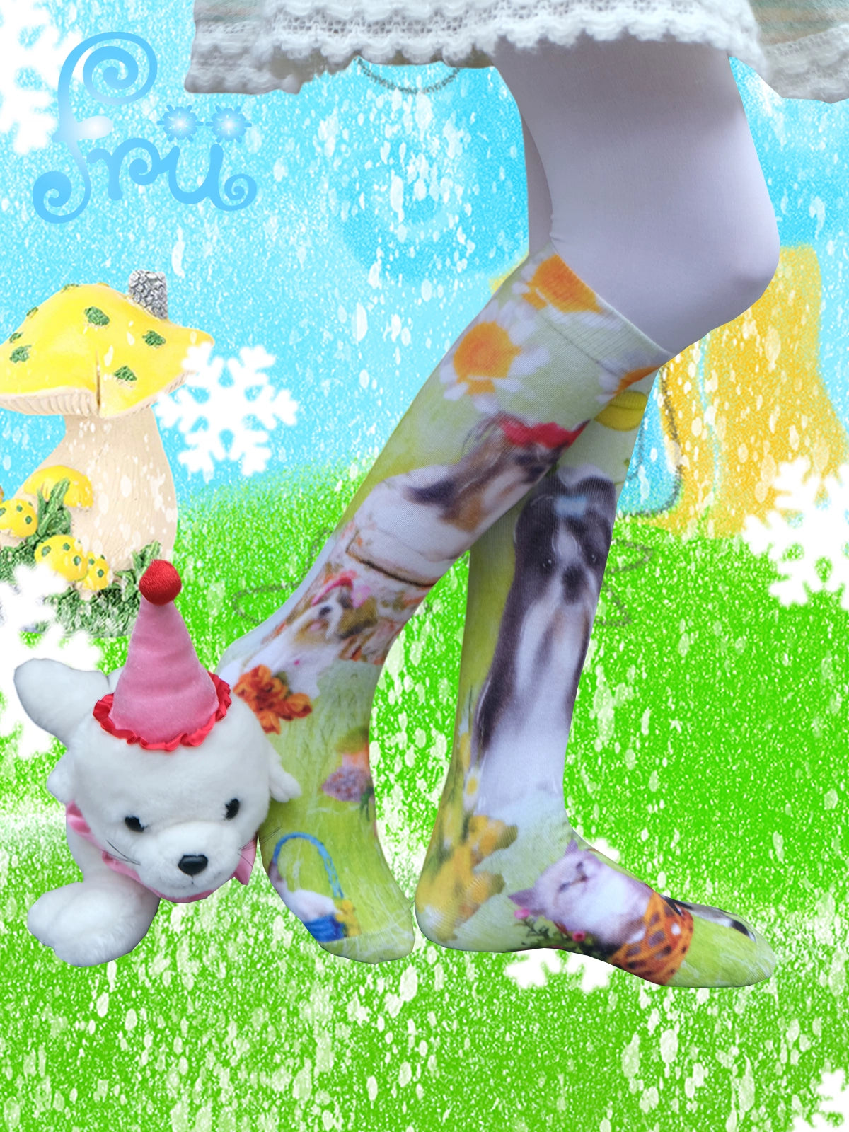 Dog Print Mid-Calf Socks NA6588