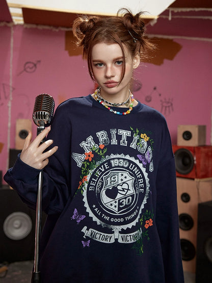 Graffiti Print Round Neck Sweatshirt NA3195