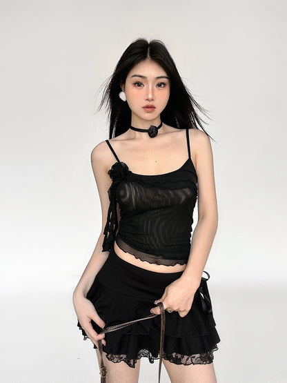 Ruffle Edge Suspended Short Camisole NA4467