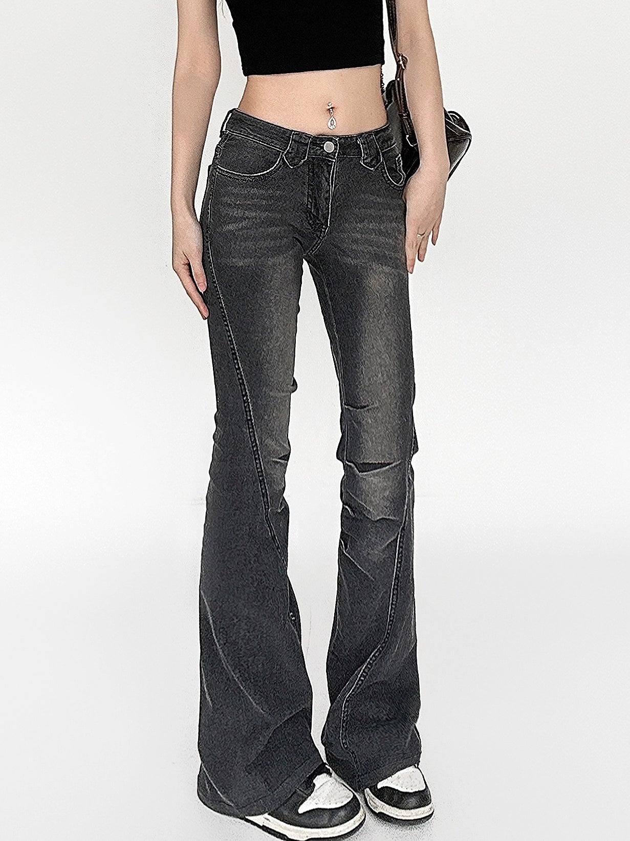 Low Waist Micro Flare Denim Jeans NA4560