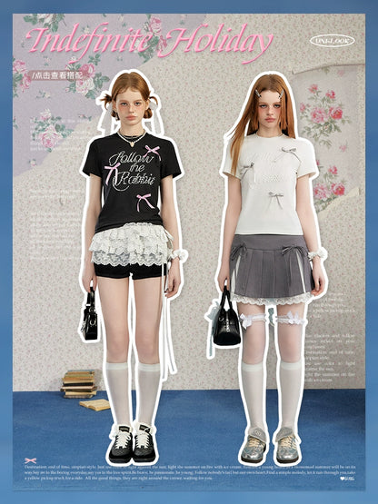 Ribbon Design Short Sleeve T-shirt NA3315