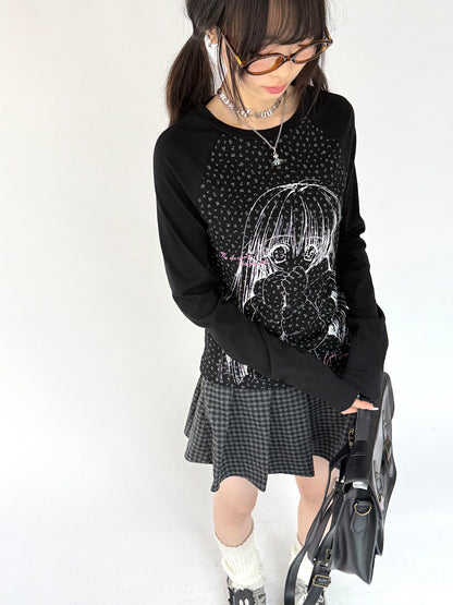 Graphic Speckled Print Long Sleeve T-Shirt NA9264