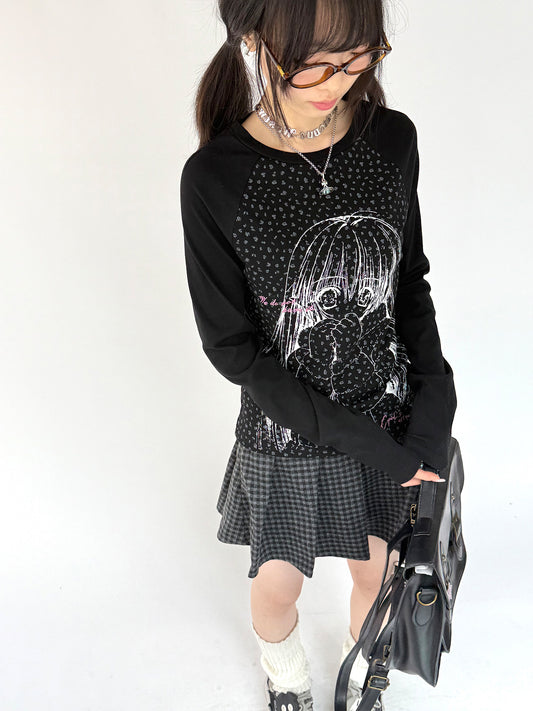 Graphic Speckled Print Long Sleeve T-Shirt NA9264
