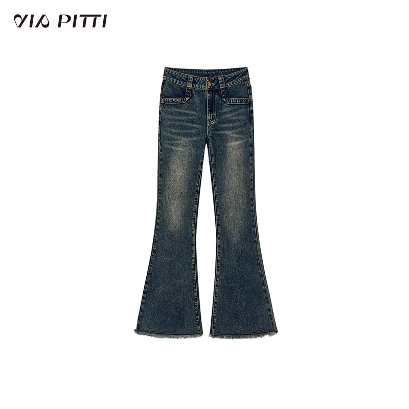 Washed Micro Flare Denim Jeans NA4711