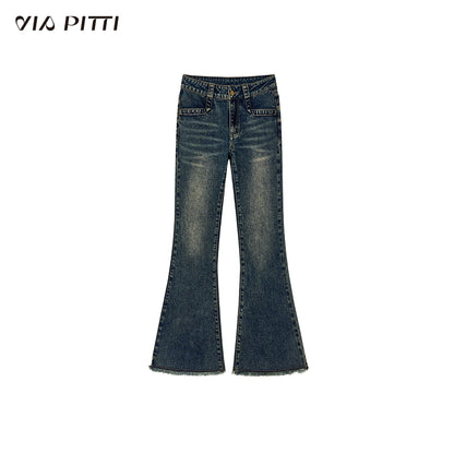 Washed Micro Flare Denim Jeans NA4711