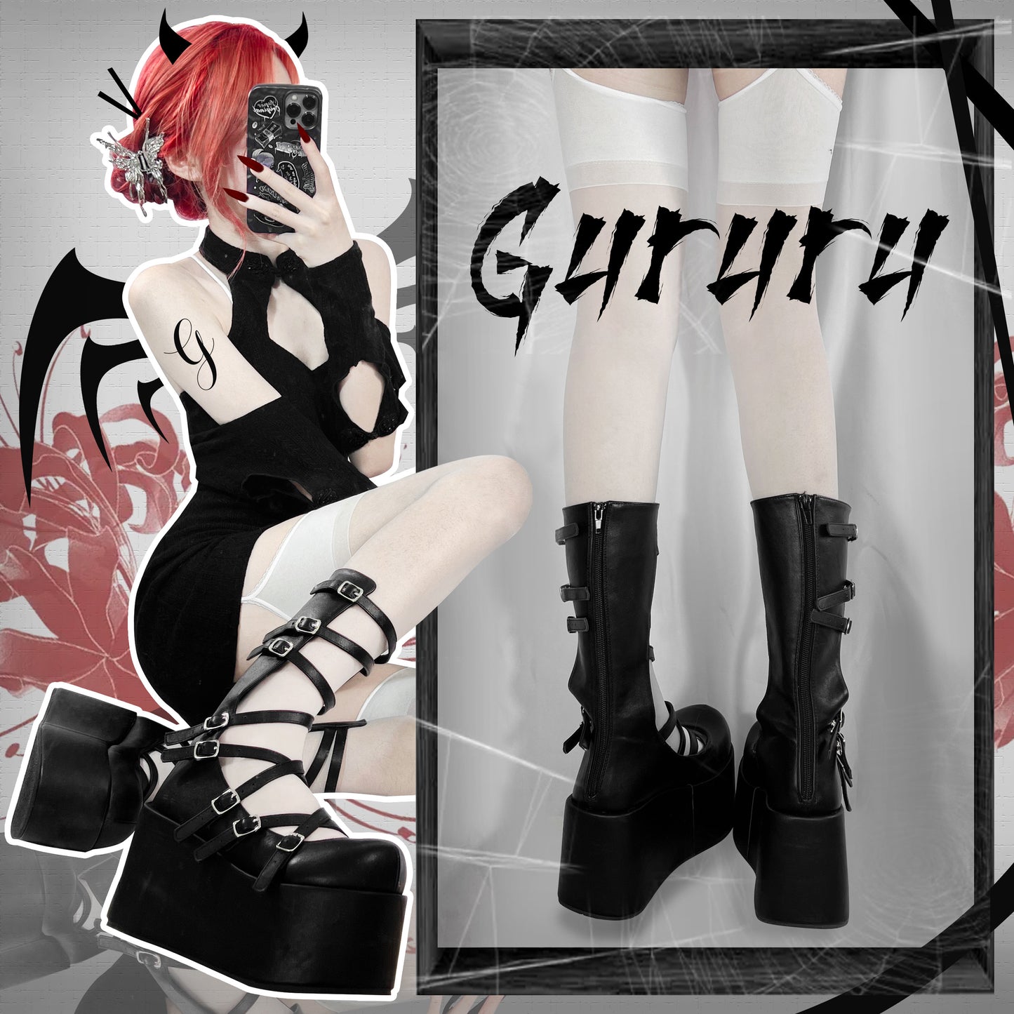 Roman Lace Platform Boots NA8486