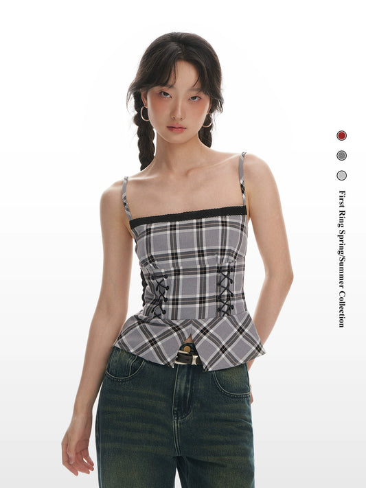 Checkered Slim Camisole NA4444