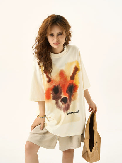 Graffiti Print Oversize Short Sleeve T-shirt NA3081