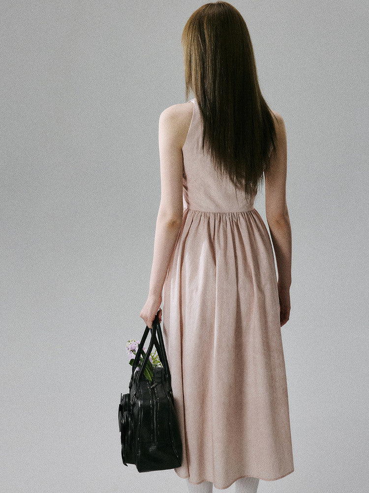 Halterneck Pocket Long Skirt Dress NA8803