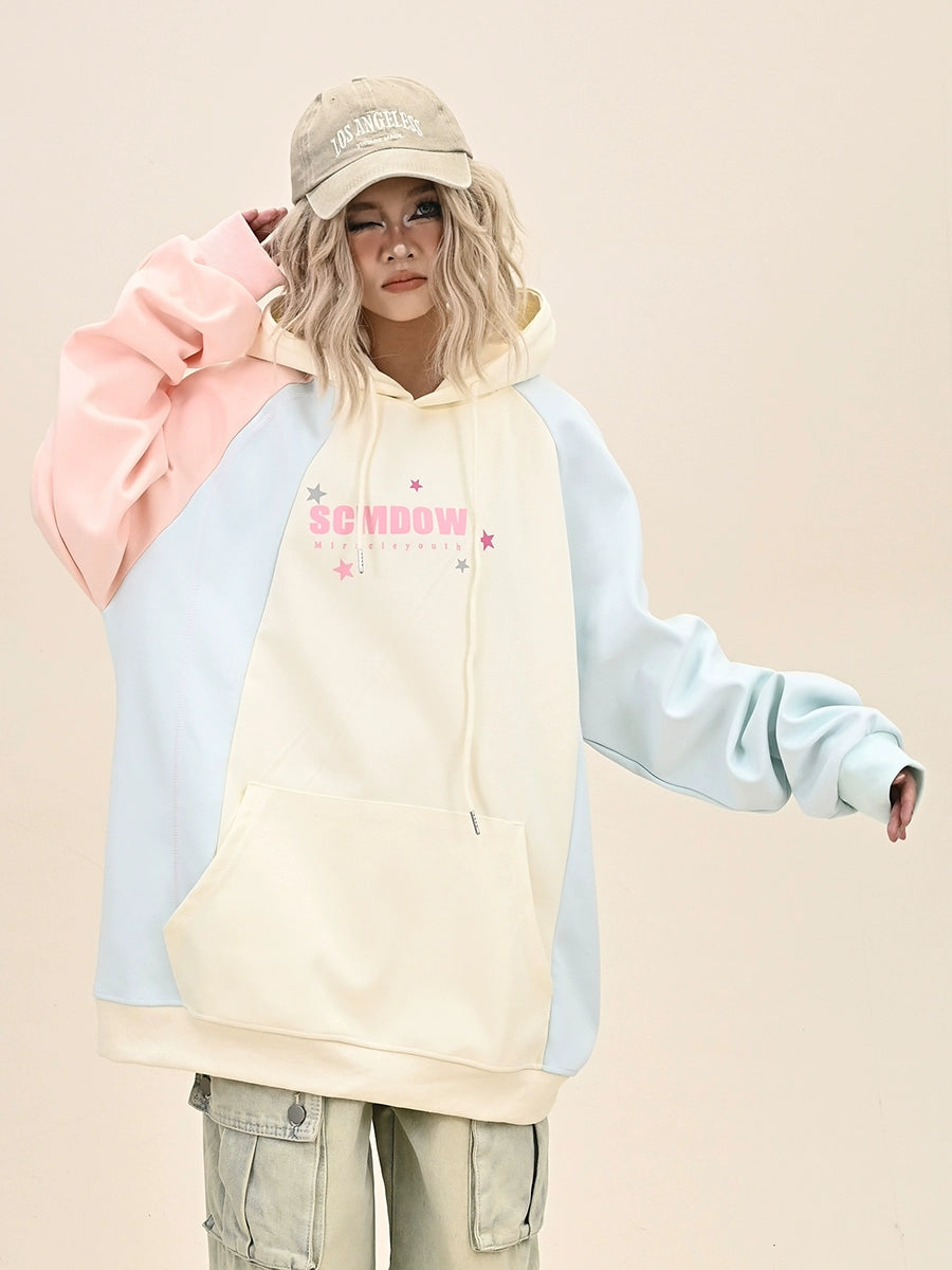 Contrast Color Oversize Pullover Hoodie NA6372