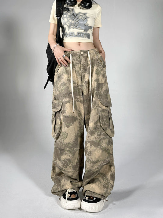 Wide Leg Camouflage Cargo Pants NA2901