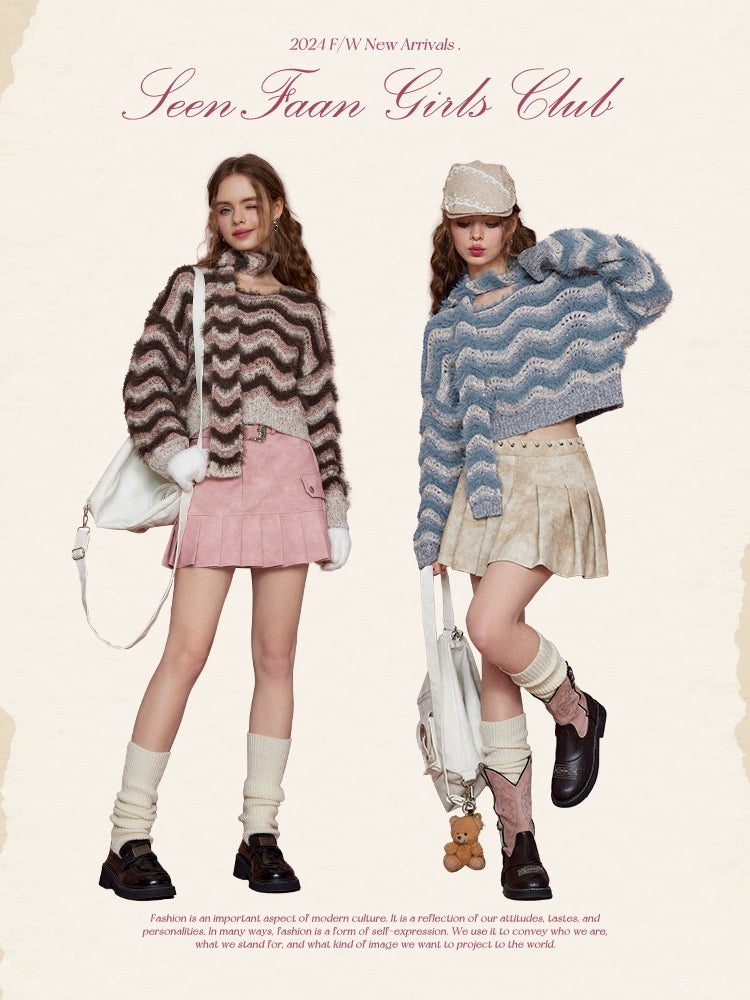 Stripe Short Knit Sweater NA6859