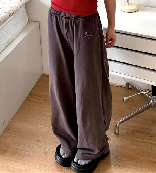 Rhinestone Drawstring Wide Leg Sweatpants NA9289