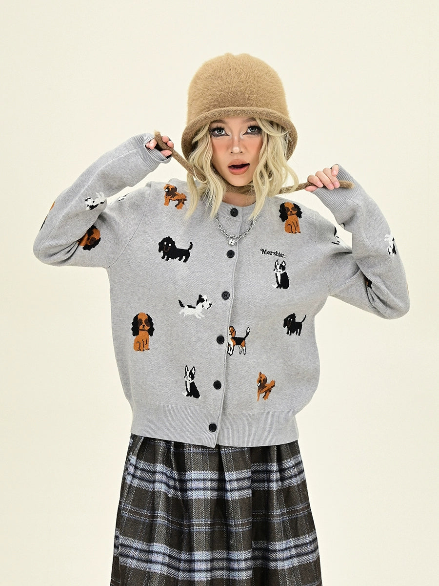 Dog Design Short Knit Cardigan NA6421