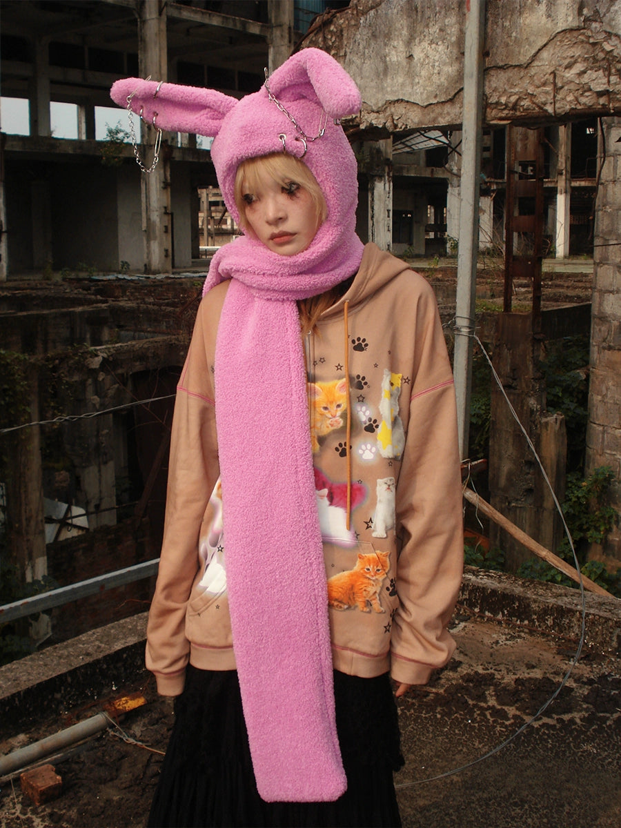 Rabbit Plush Ear Scarf Hat NA6621