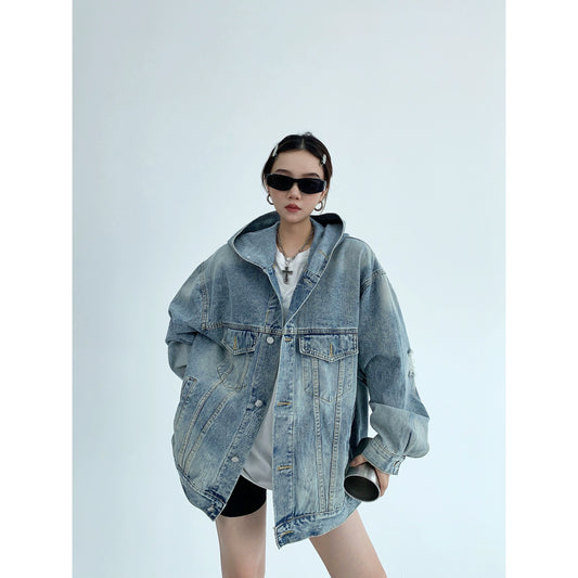 Oversize Hooded Denim Jacket NA2768