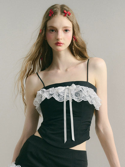 Lace Bow Camisole & Short Skirt Setup NA5927