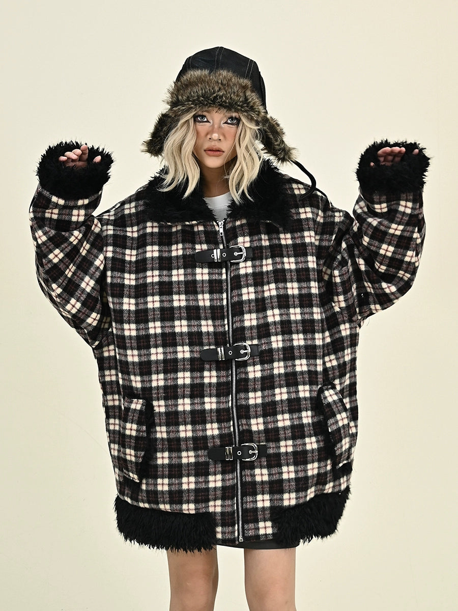 Fake Fur Plaid Jacket NA6384