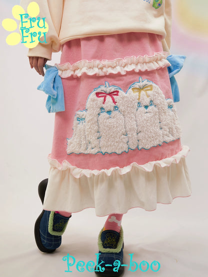 Plush Design Ruffle Corduroy Skirt NA6530