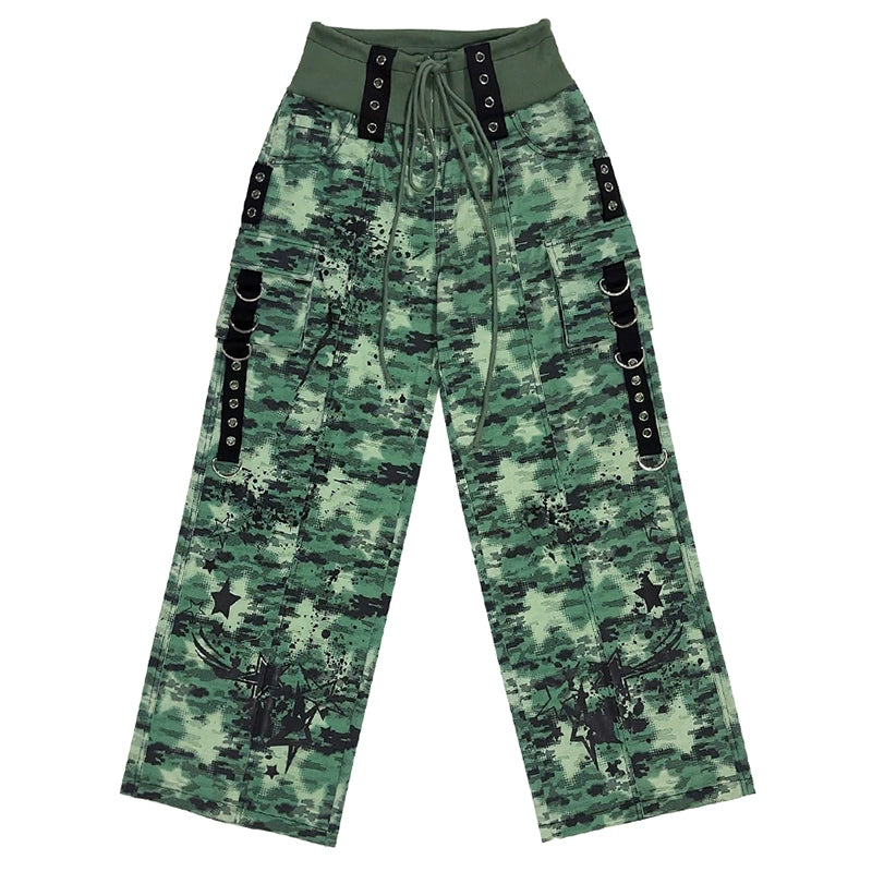 Camouflage Spray Paint Print Denim Jeans NA6629