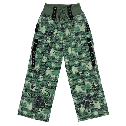 Camouflage Spray Paint Print Denim Jeans NA6629