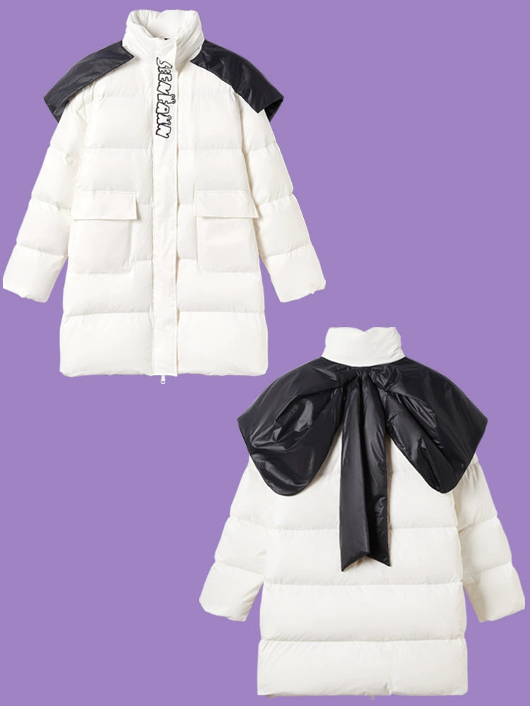 Stand Neck Oversize White Duck Down Coat NA6730