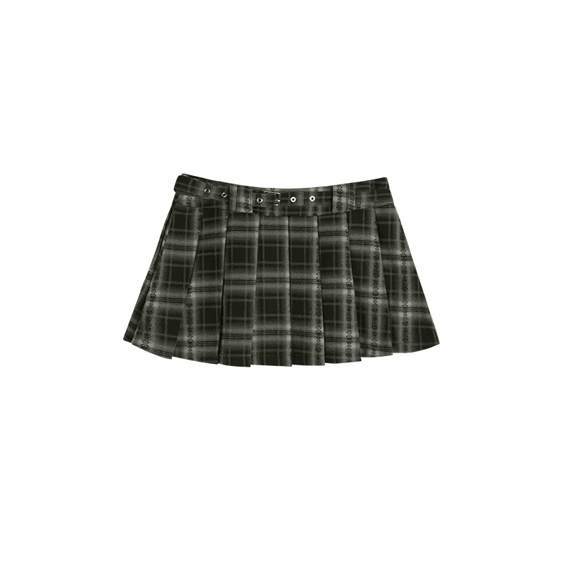 Checker Pleated Skirt NA4045