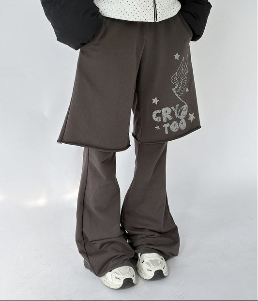 Fake Layered Half Flare Low Rise Pants NA9259