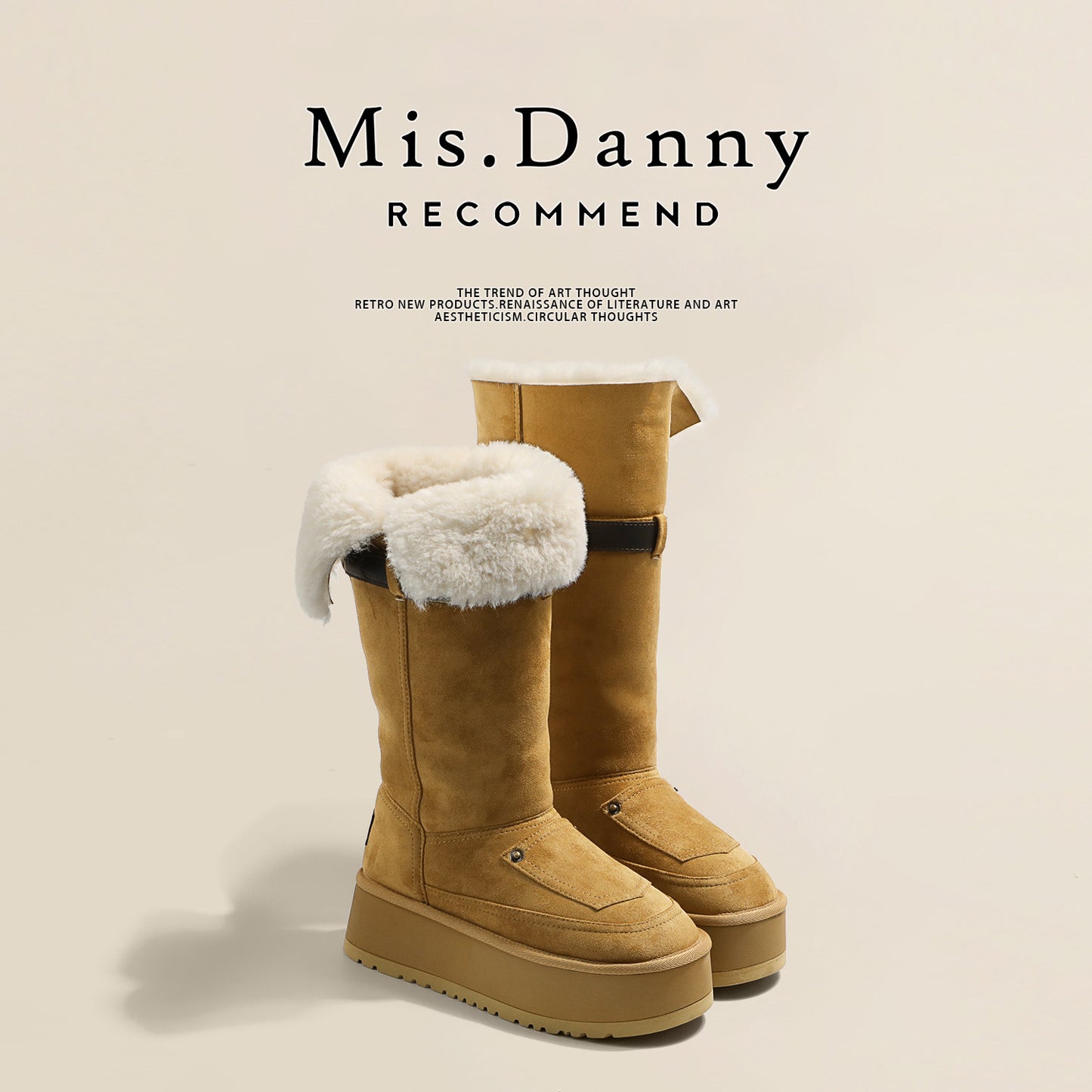 Platform Height Increase Non-Slip Thick Lining Boots NA8773