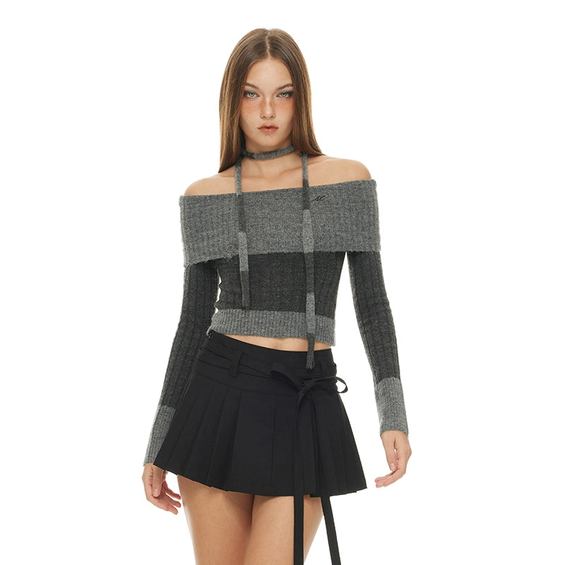 One Shoulder Woolen Knit Sweater NA3961