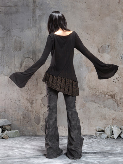 Original Vintage Dark Punk Color Block Fake Two-Piece Blouse NA8351