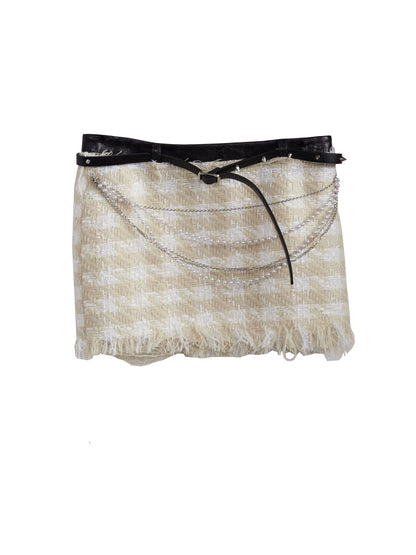 Hairy Edge Plaid Pattern Short Skirt  NA5213