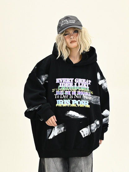 Fleece Letter Print Hoodie NA6289