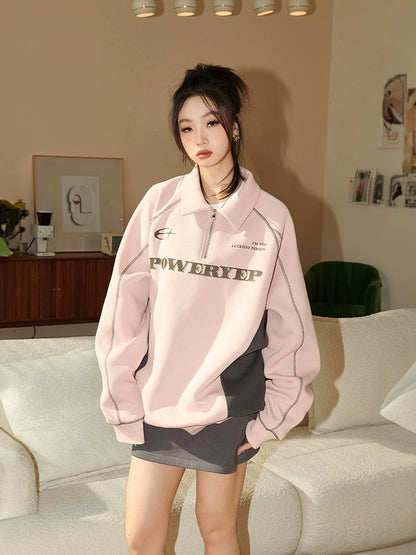 Half Zipper POLO Collar Sweatshirt NA2679