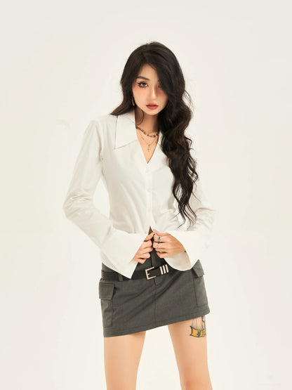 V-neck Flare Sleeve Shirt NA3908