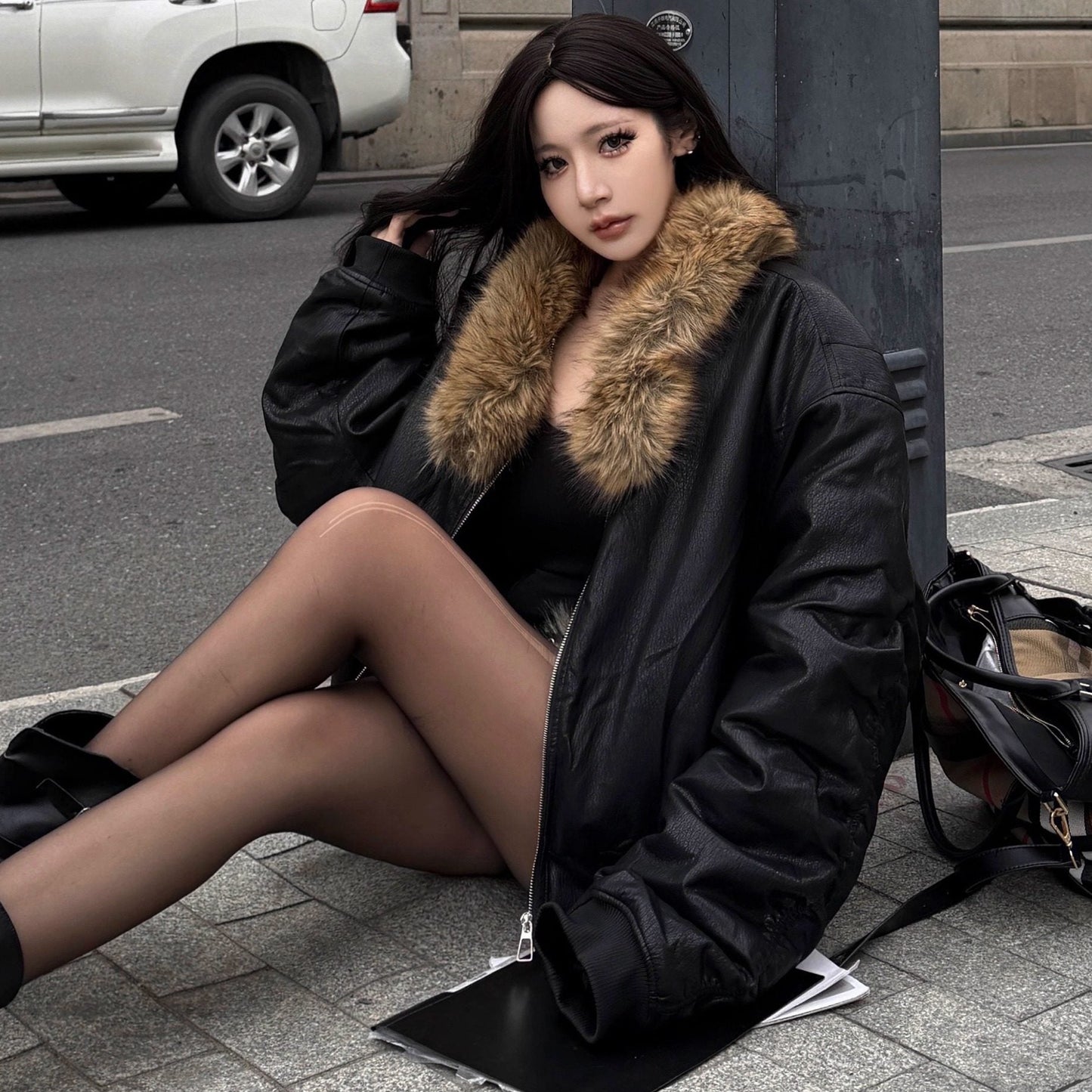 Fake Fur Collor Padded Jacket NA8363